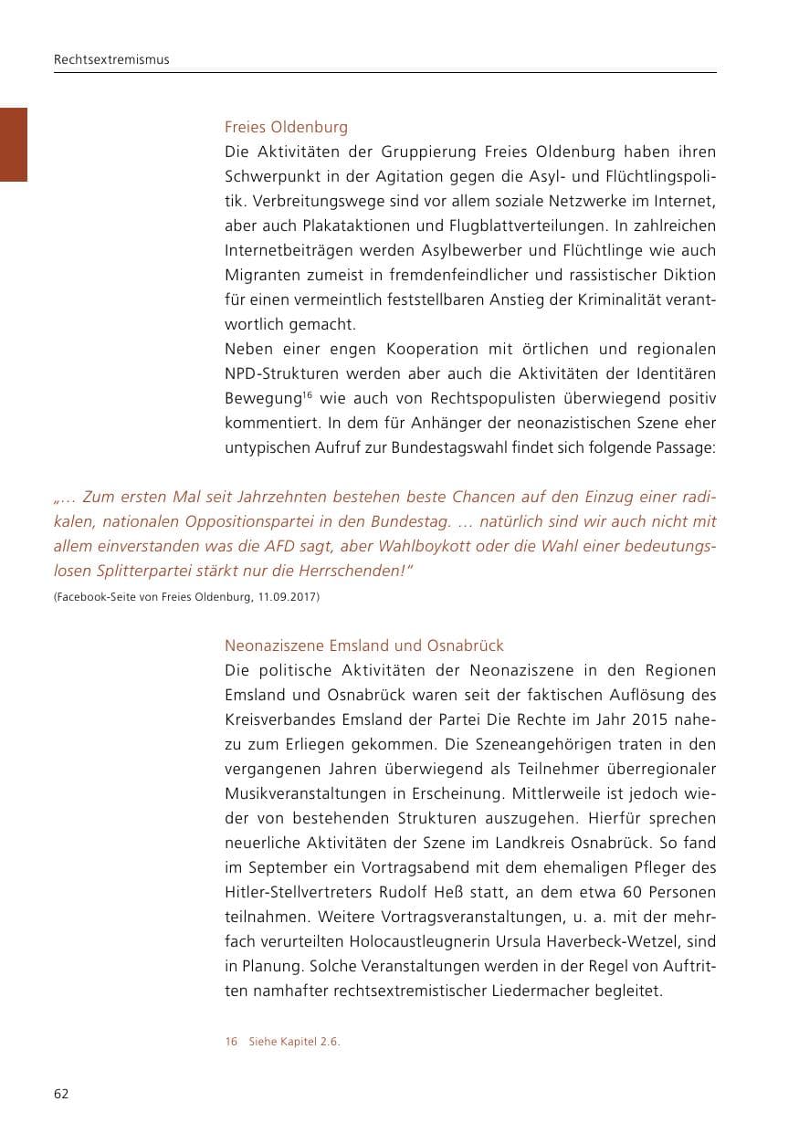 Seite 64 des Verfassungsschutzbericht 2017 Niedersachsen