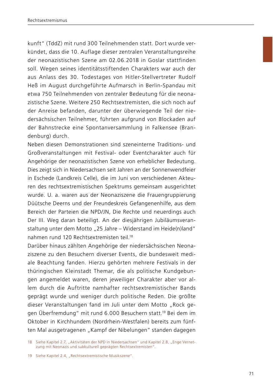 Seite 73 des Verfassungsschutzbericht 2017 Niedersachsen