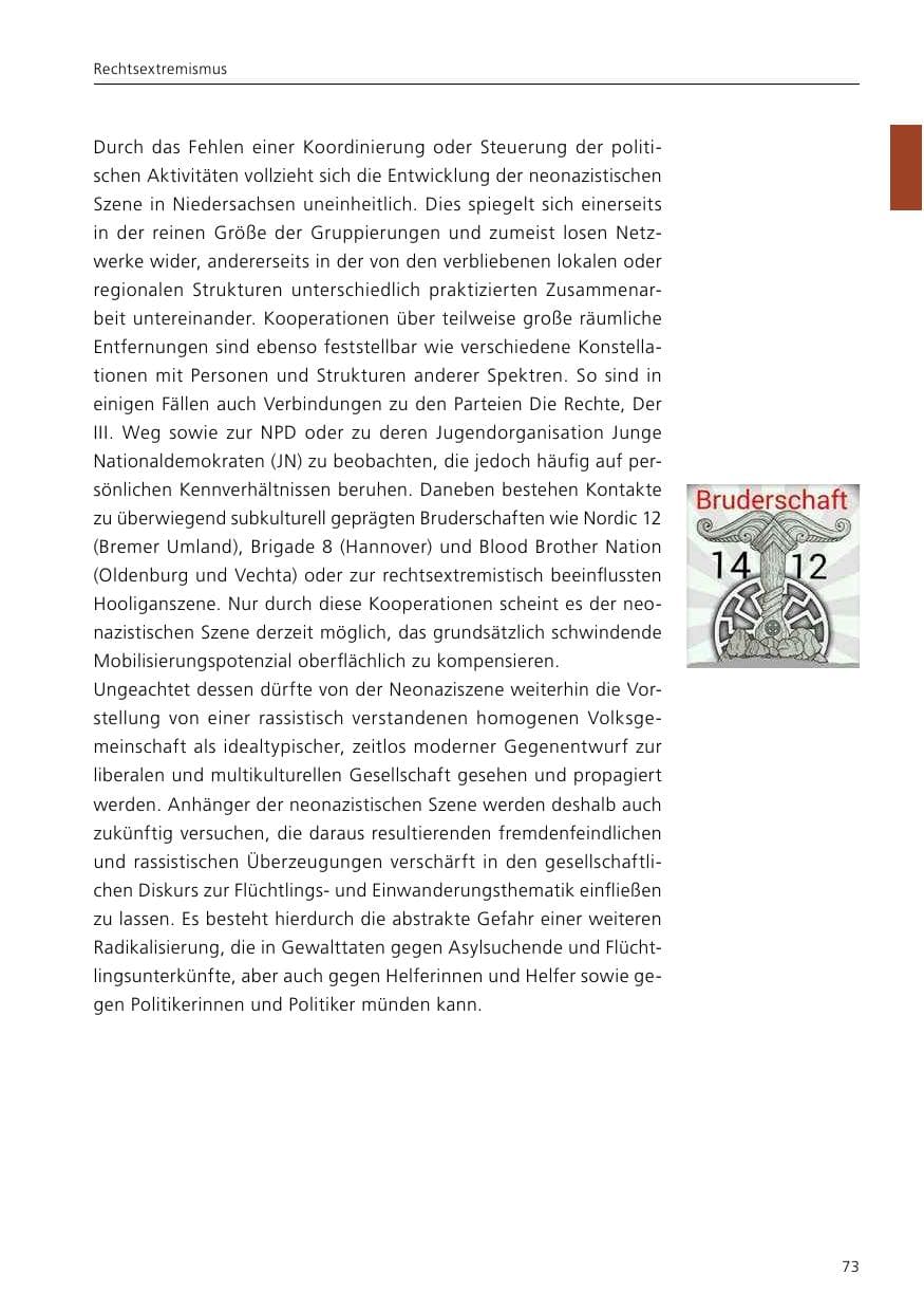 Seite 75 des Verfassungsschutzbericht 2017 Niedersachsen