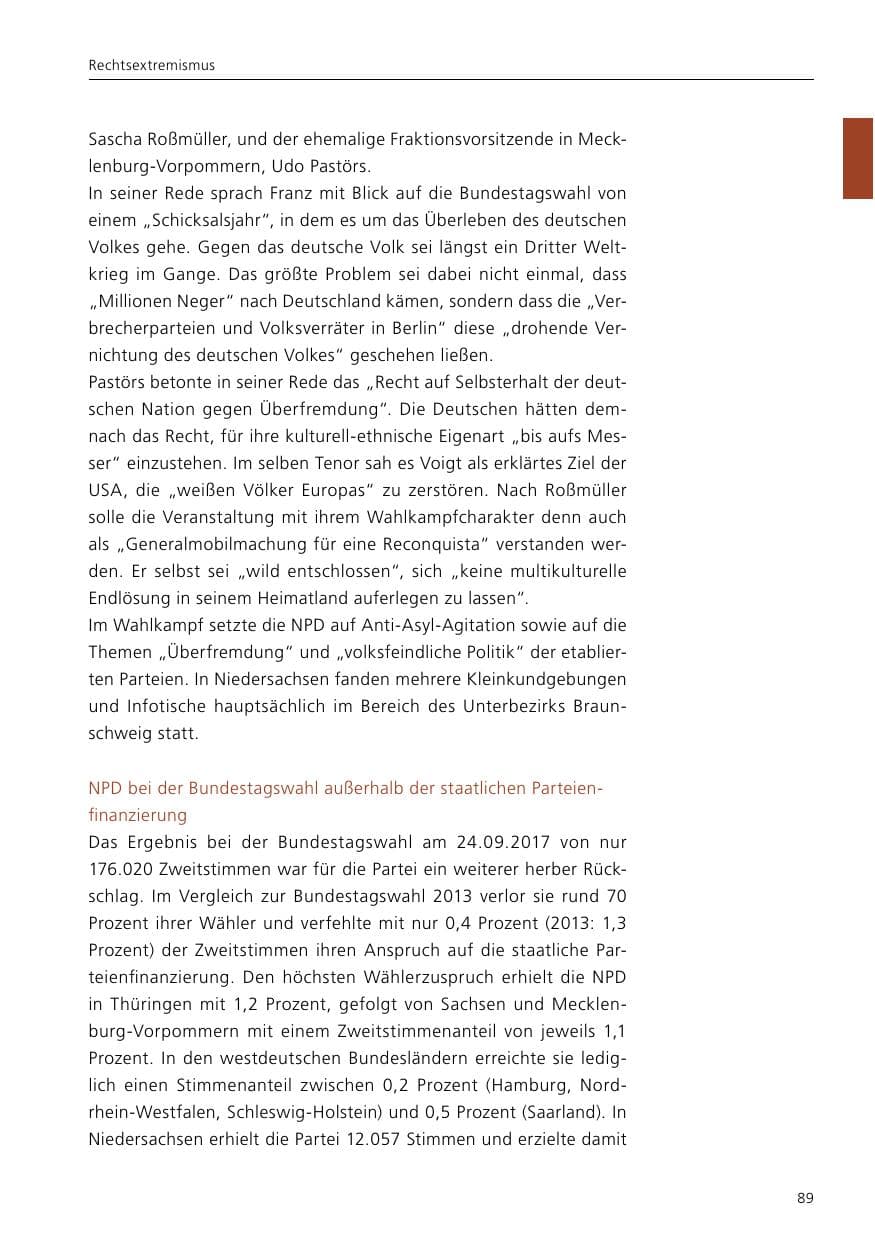 Seite 91 des Verfassungsschutzbericht 2017 Niedersachsen