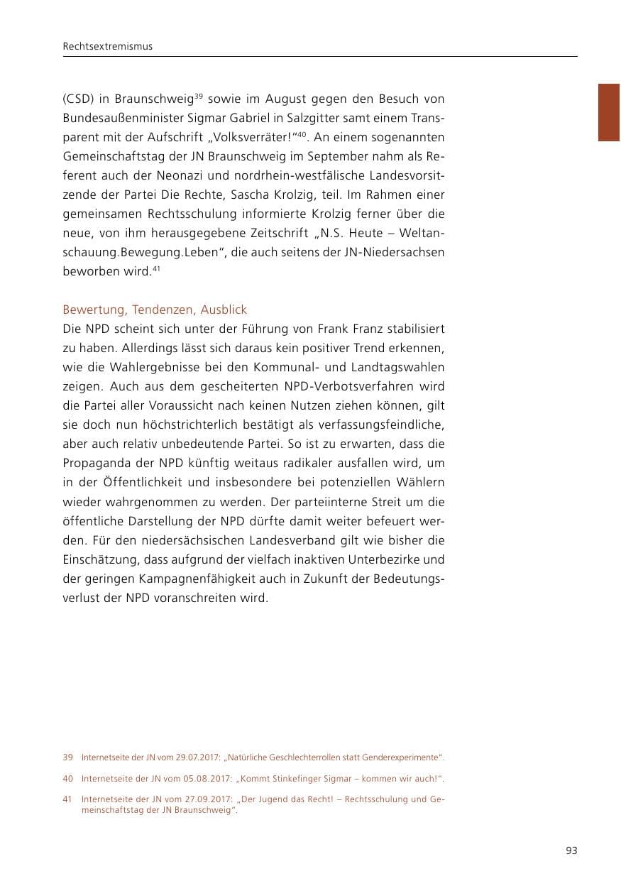 Seite 95 des Verfassungsschutzbericht 2017 Niedersachsen