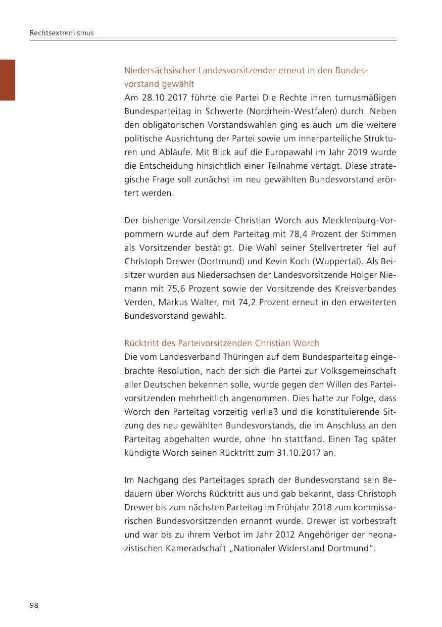Seite 100 des Verfassungsschutzbericht 2017 Niedersachsen