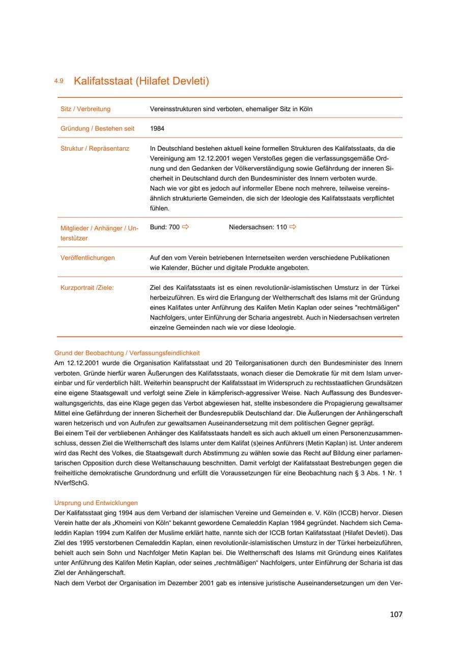 Seite 107 des Verfassungsschutzbericht 2018 Niedersachsen