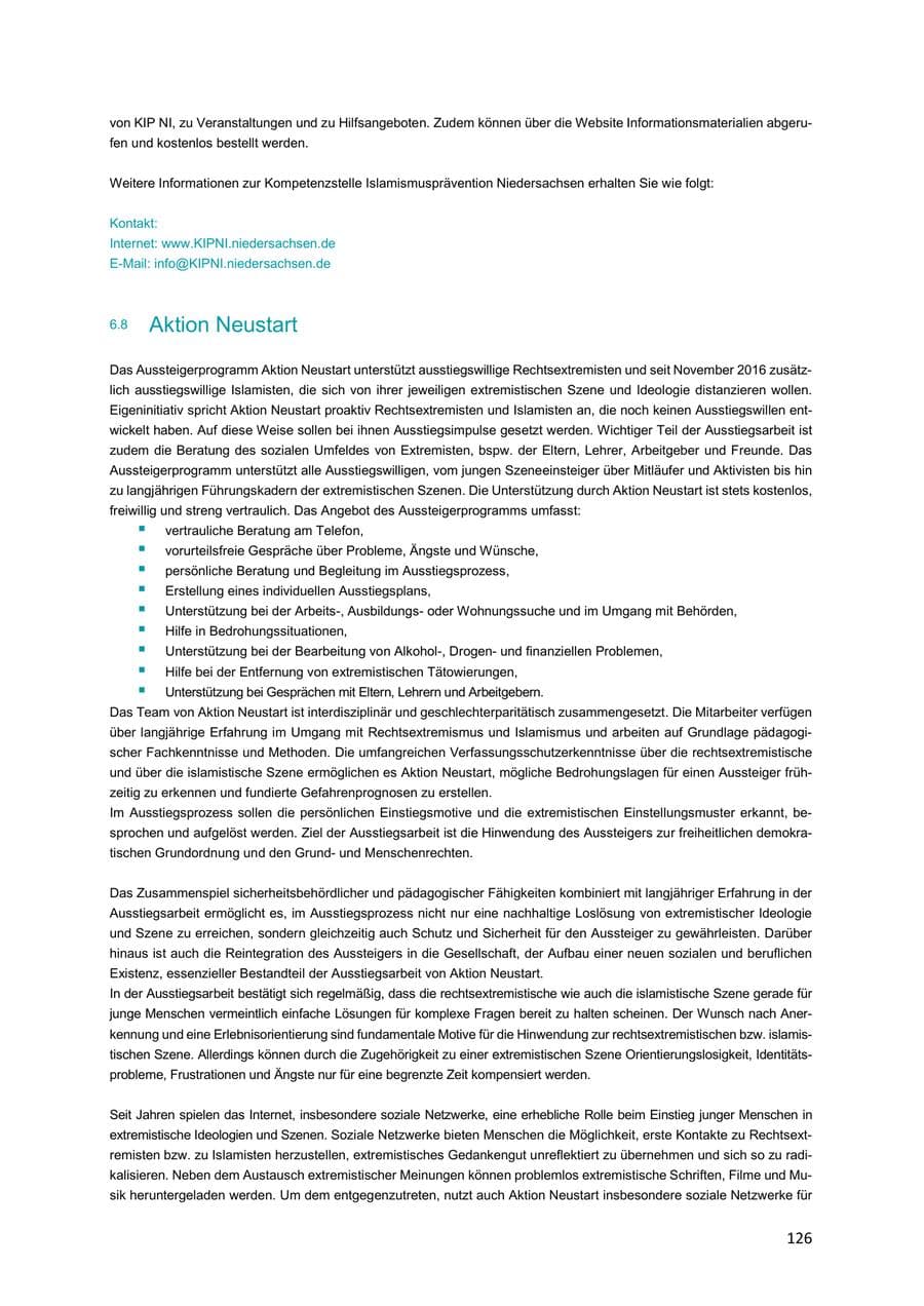 Seite 126 des Verfassungsschutzbericht 2018 Niedersachsen
