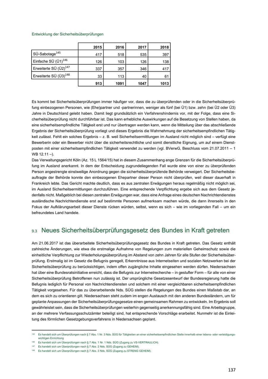 Seite 137 des Verfassungsschutzbericht 2018 Niedersachsen