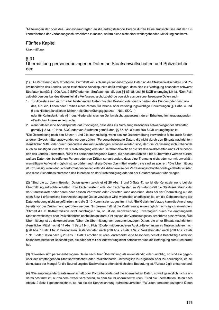Seite 176 des Verfassungsschutzbericht 2018 Niedersachsen
