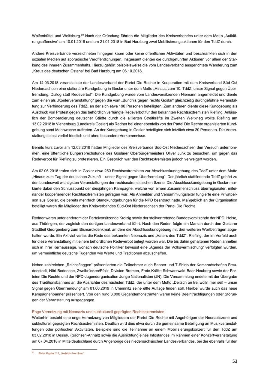 Seite 53 des Verfassungsschutzbericht 2018 Niedersachsen