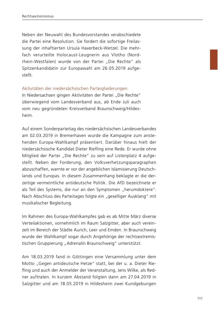 Seite 113 des Verfassungsschutzbericht 2019 Niedersachsen