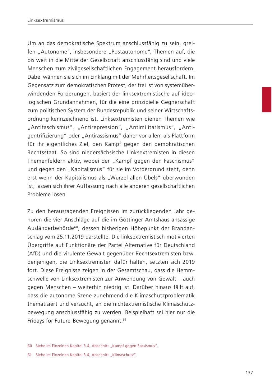 Seite 139 des Verfassungsschutzbericht 2019 Niedersachsen