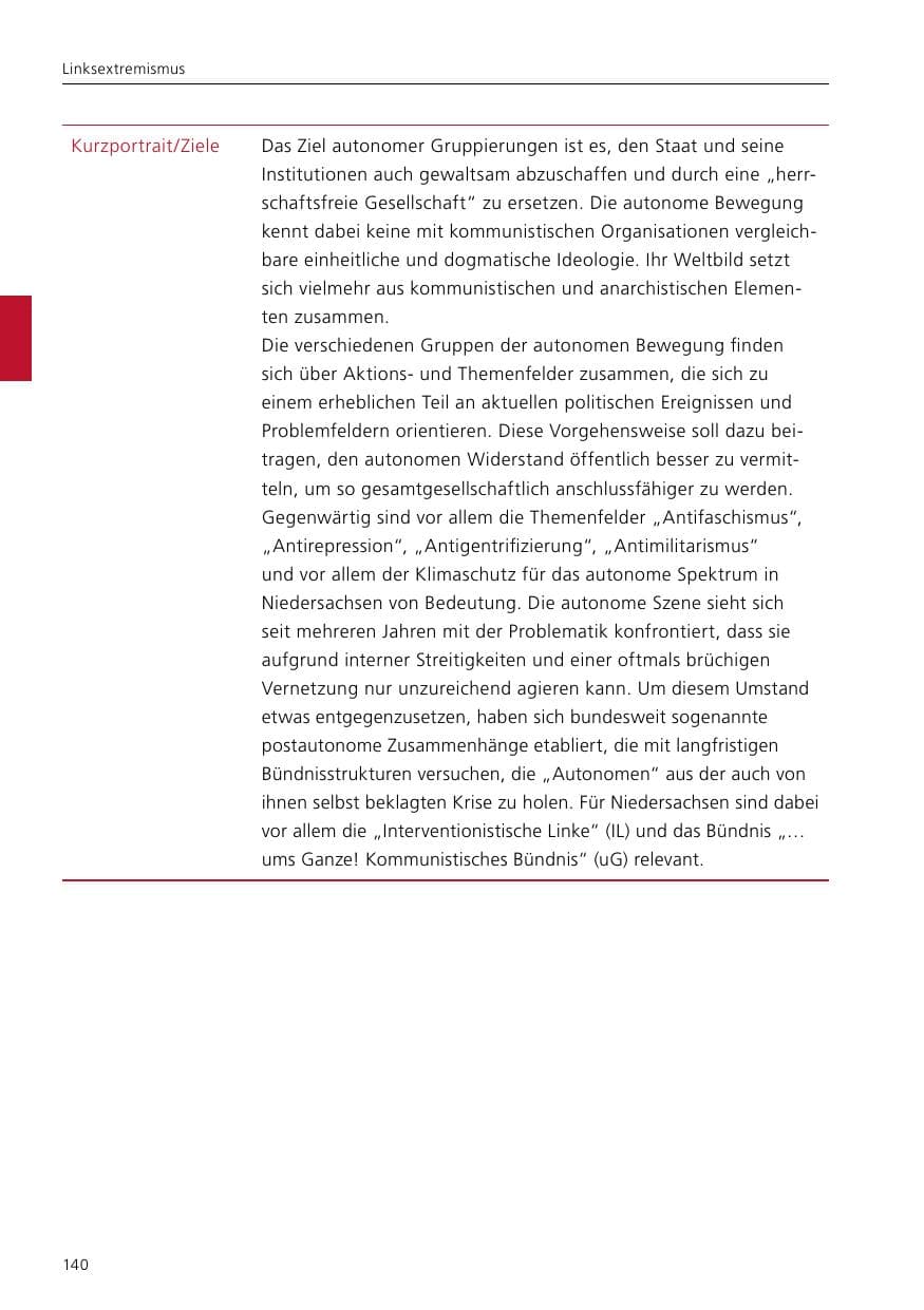 Seite 142 des Verfassungsschutzbericht 2019 Niedersachsen