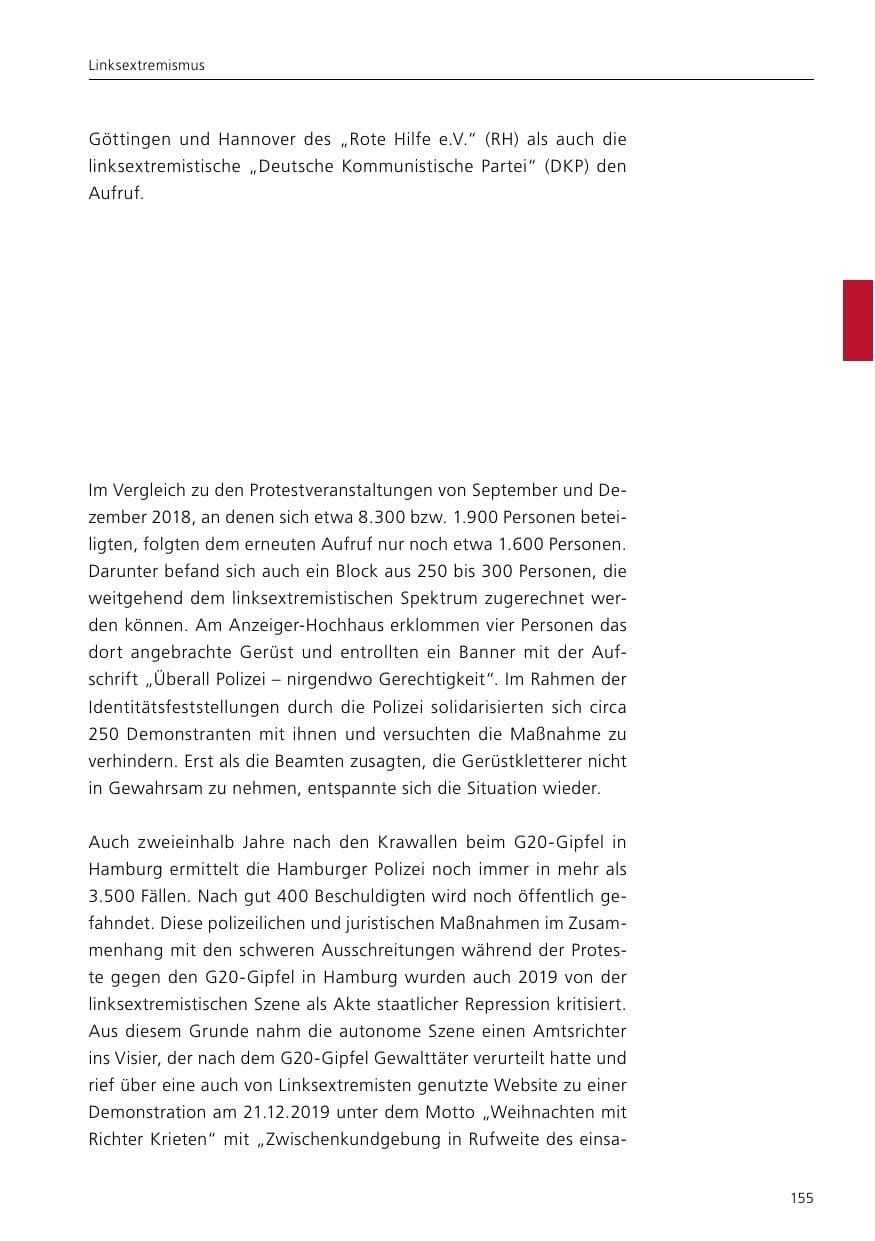 Seite 157 des Verfassungsschutzbericht 2019 Niedersachsen