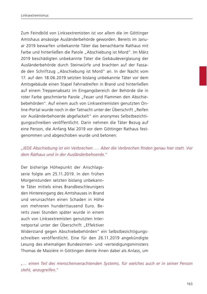Seite 165 des Verfassungsschutzbericht 2019 Niedersachsen