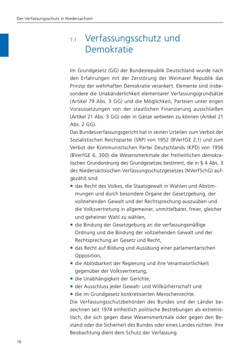 Seite 18 des Verfassungsschutzbericht 2019 Niedersachsen