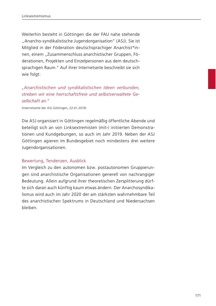 Seite 173 des Verfassungsschutzbericht 2019 Niedersachsen
