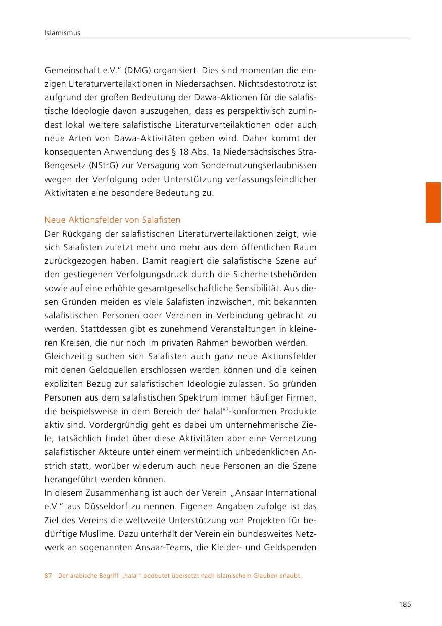 Seite 187 des Verfassungsschutzbericht 2019 Niedersachsen