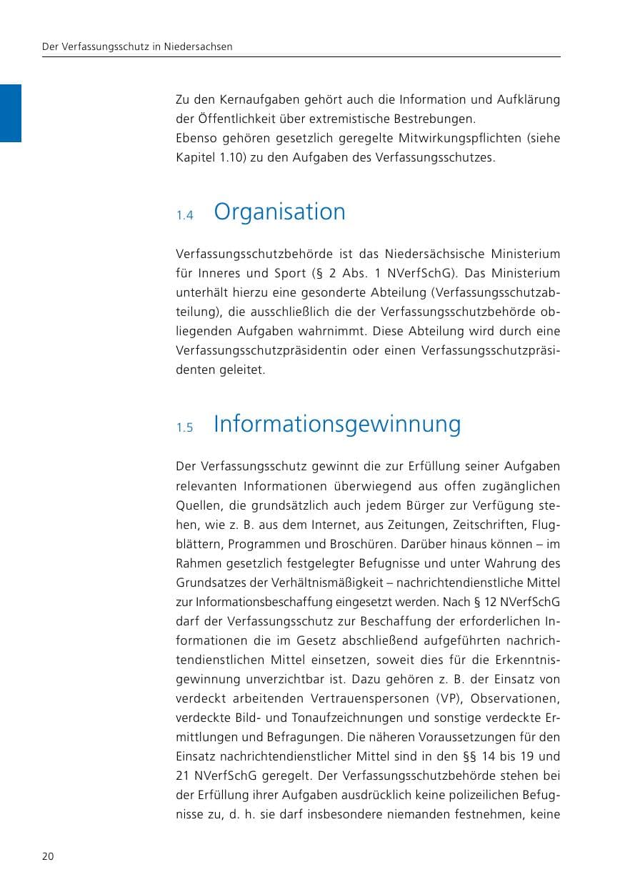 Seite 22 des Verfassungsschutzbericht 2019 Niedersachsen