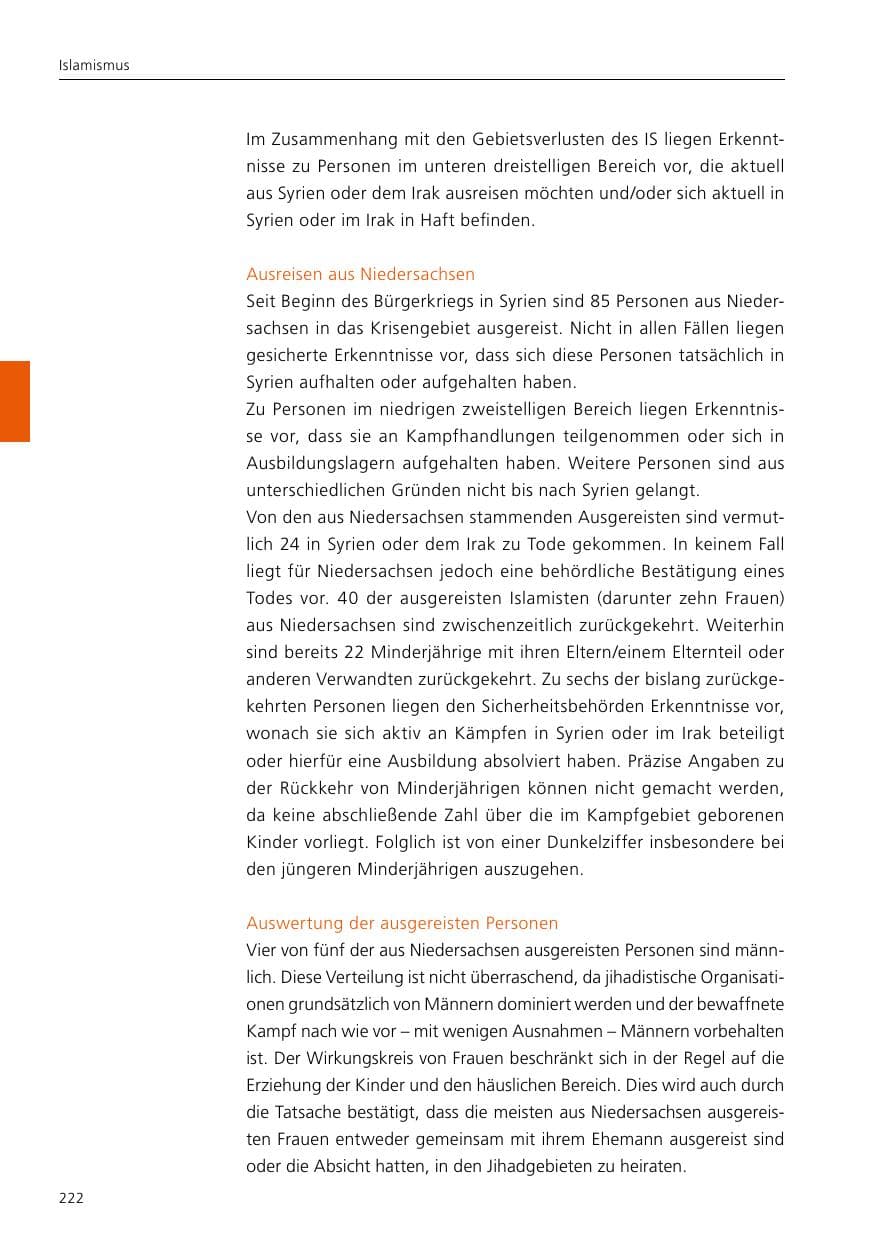 Seite 224 des Verfassungsschutzbericht 2019 Niedersachsen