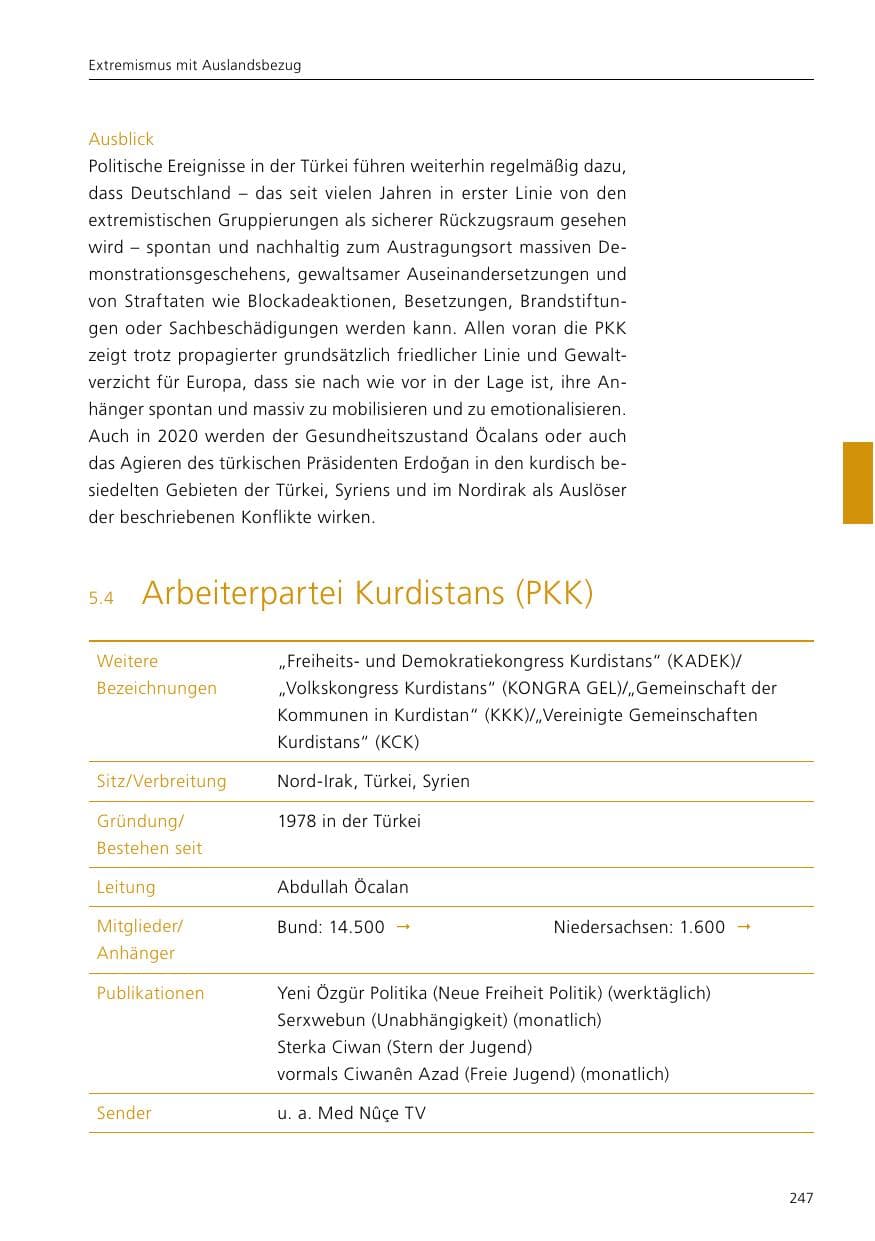 Seite 249 des Verfassungsschutzbericht 2019 Niedersachsen