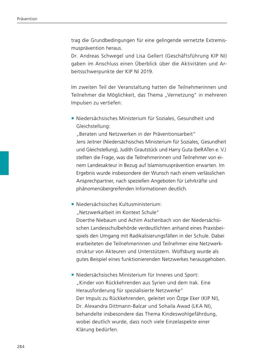 Seite 286 des Verfassungsschutzbericht 2019 Niedersachsen