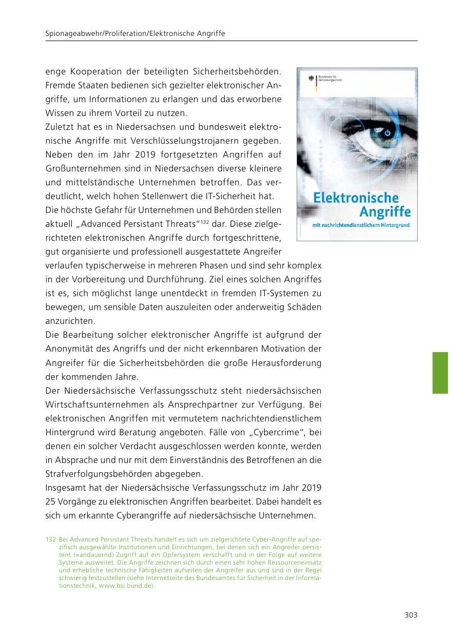 Seite 305 des Verfassungsschutzbericht 2019 Niedersachsen