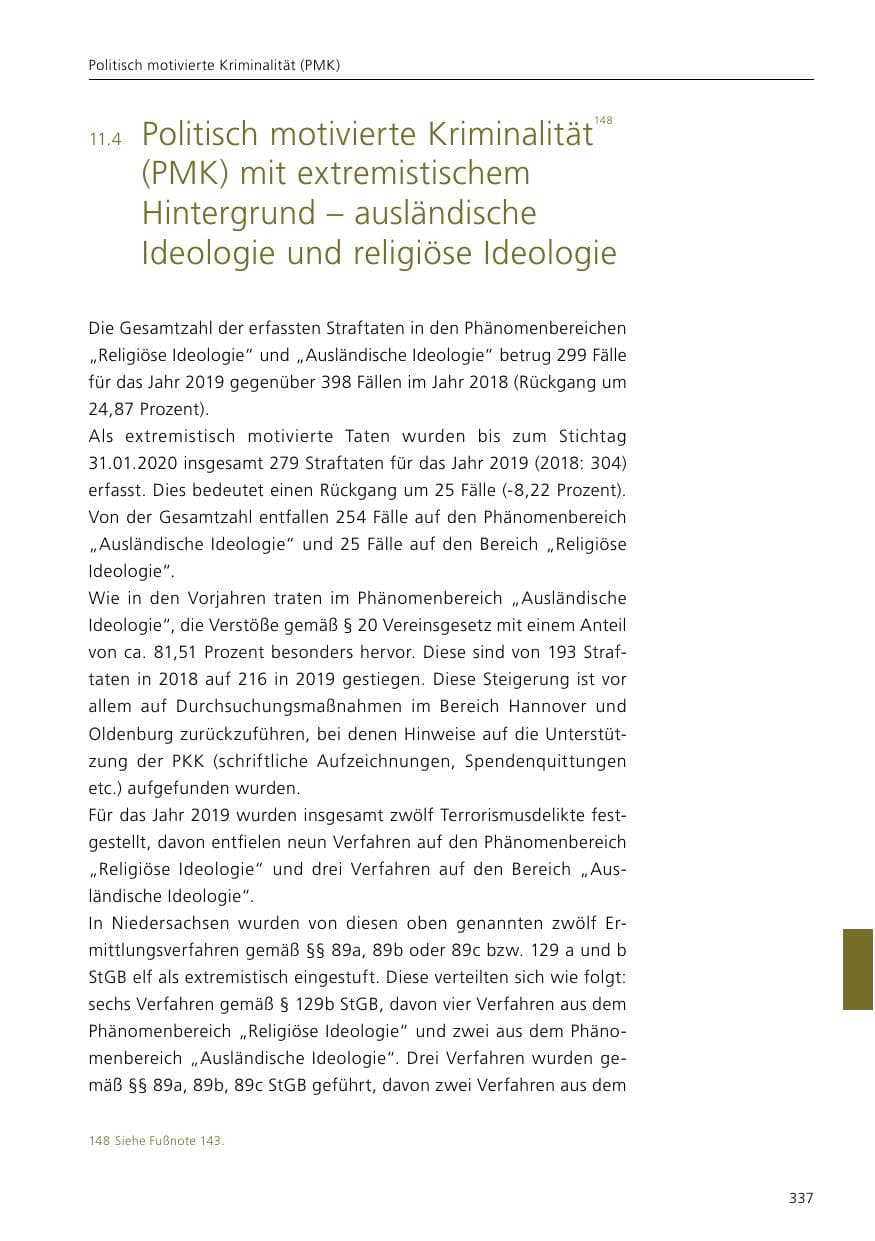 Seite 339 des Verfassungsschutzbericht 2019 Niedersachsen