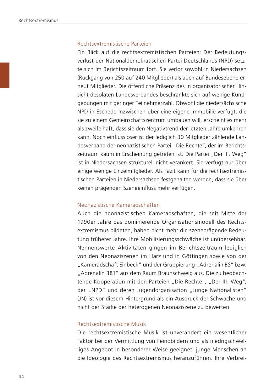 Seite 46 des Verfassungsschutzbericht 2019 Niedersachsen