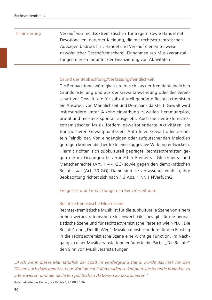 Seite 52 des Verfassungsschutzbericht 2019 Niedersachsen