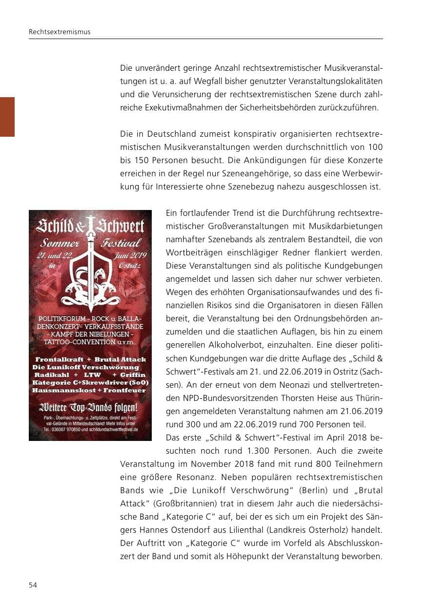Seite 56 des Verfassungsschutzbericht 2019 Niedersachsen