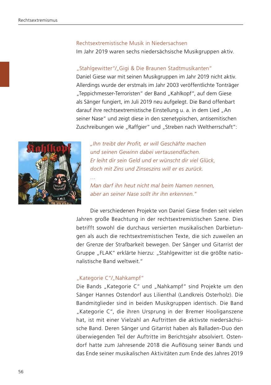 Seite 58 des Verfassungsschutzbericht 2019 Niedersachsen