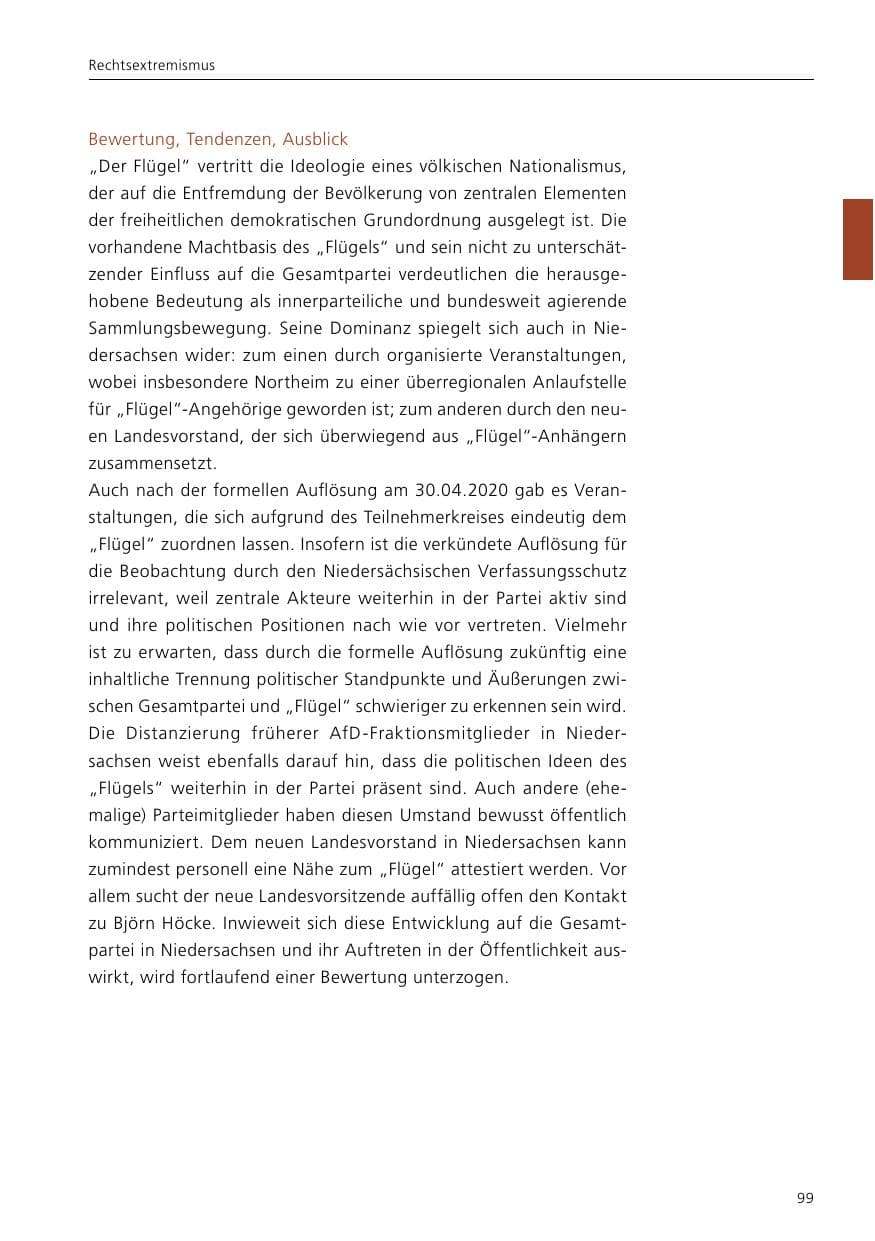 Seite 101 des Verfassungsschutzbericht 2020 Niedersachsen