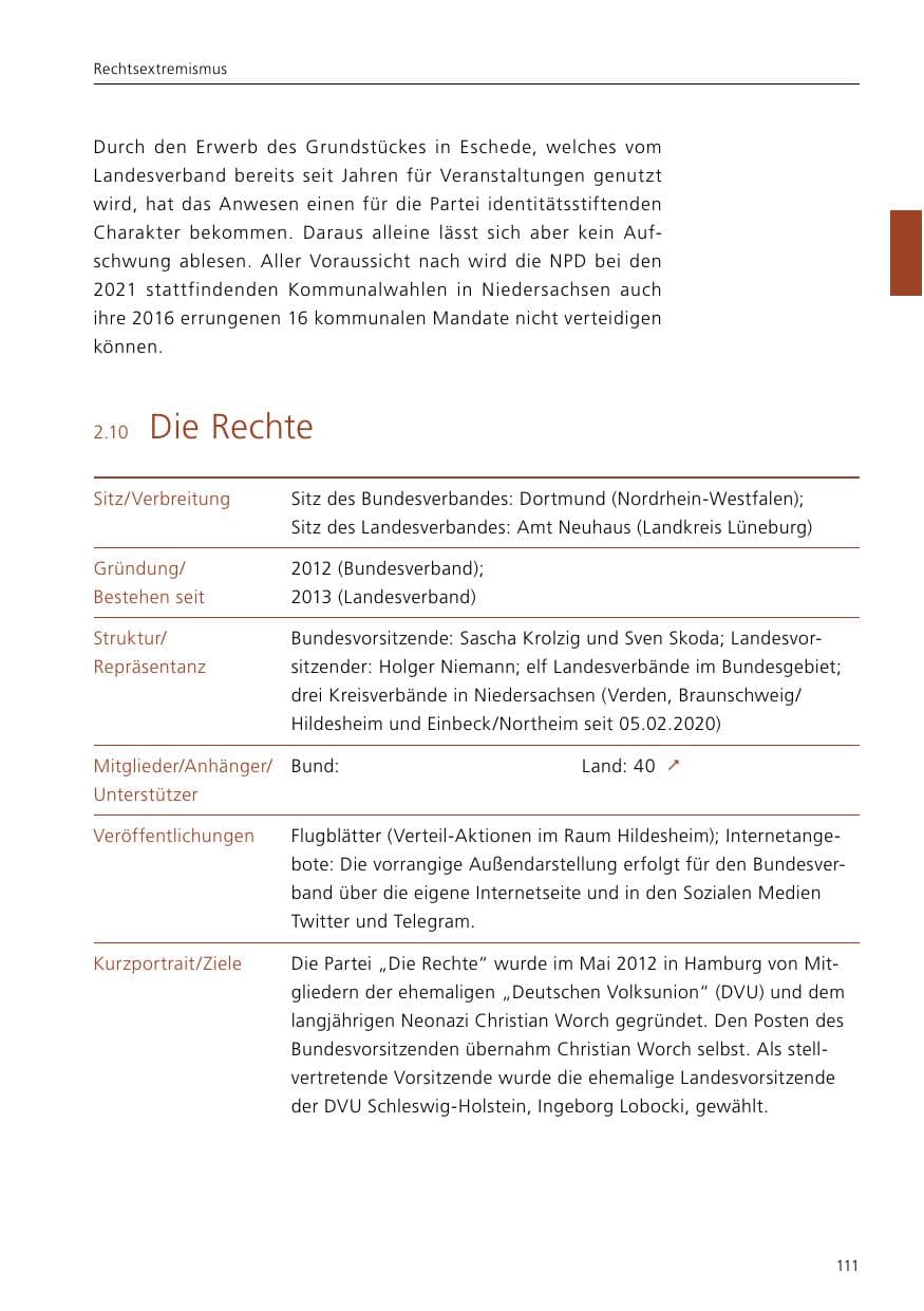 Seite 113 des Verfassungsschutzbericht 2020 Niedersachsen