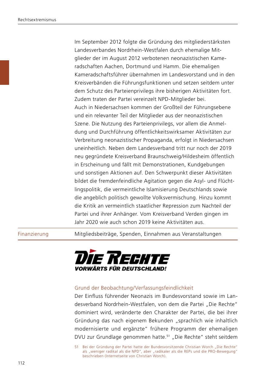 Seite 114 des Verfassungsschutzbericht 2020 Niedersachsen