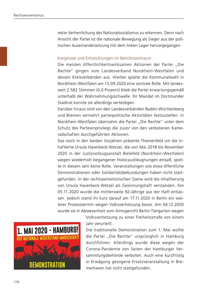 Seite 118 des Verfassungsschutzbericht 2020 Niedersachsen