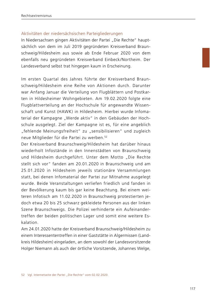 Seite 119 des Verfassungsschutzbericht 2020 Niedersachsen