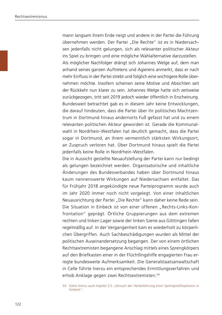 Seite 124 des Verfassungsschutzbericht 2020 Niedersachsen