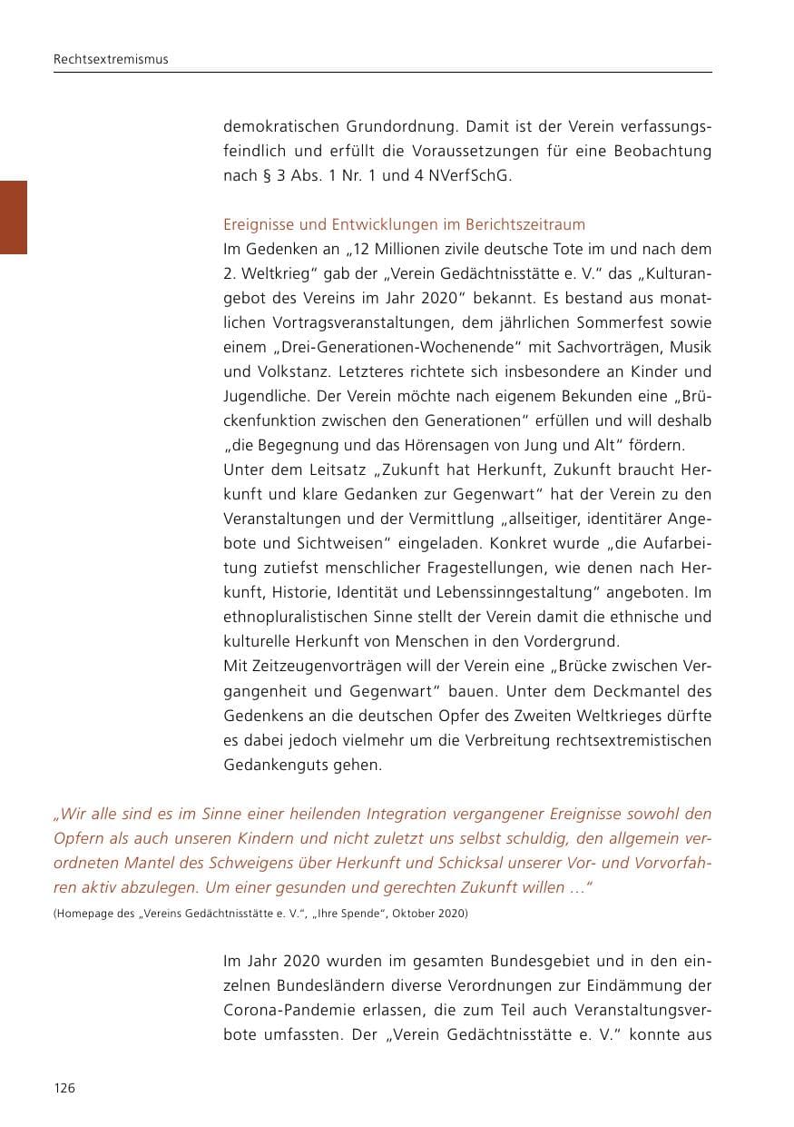 Seite 128 des Verfassungsschutzbericht 2020 Niedersachsen