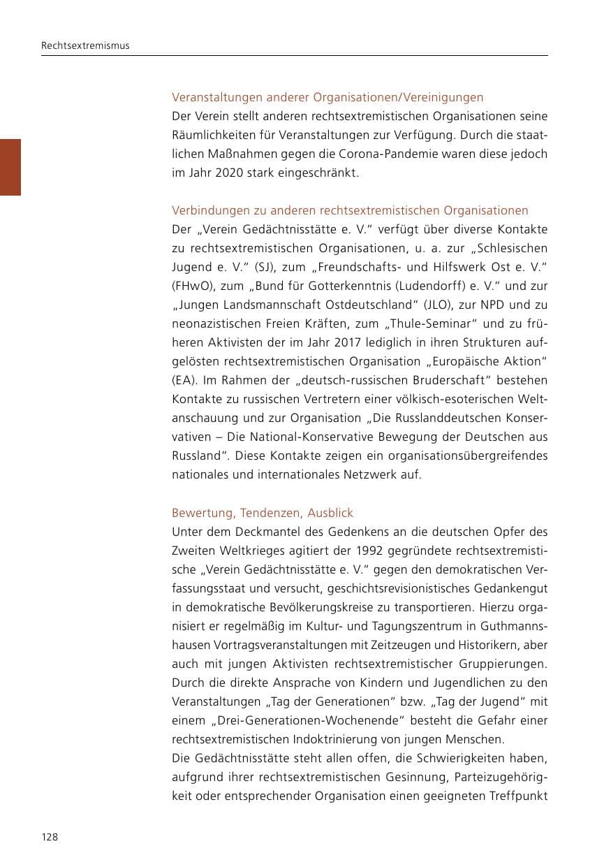 Seite 130 des Verfassungsschutzbericht 2020 Niedersachsen