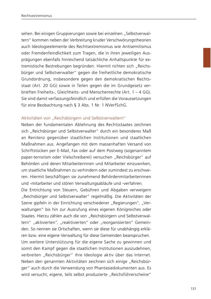 Seite 133 des Verfassungsschutzbericht 2020 Niedersachsen