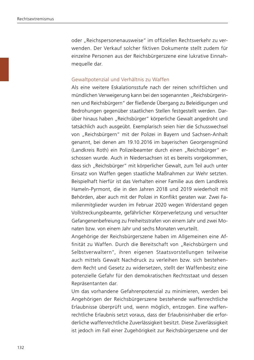 Seite 134 des Verfassungsschutzbericht 2020 Niedersachsen