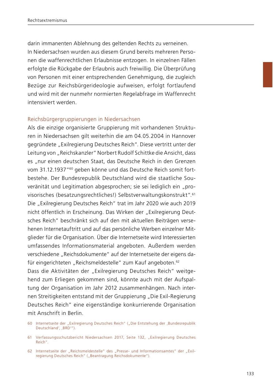 Seite 135 des Verfassungsschutzbericht 2020 Niedersachsen