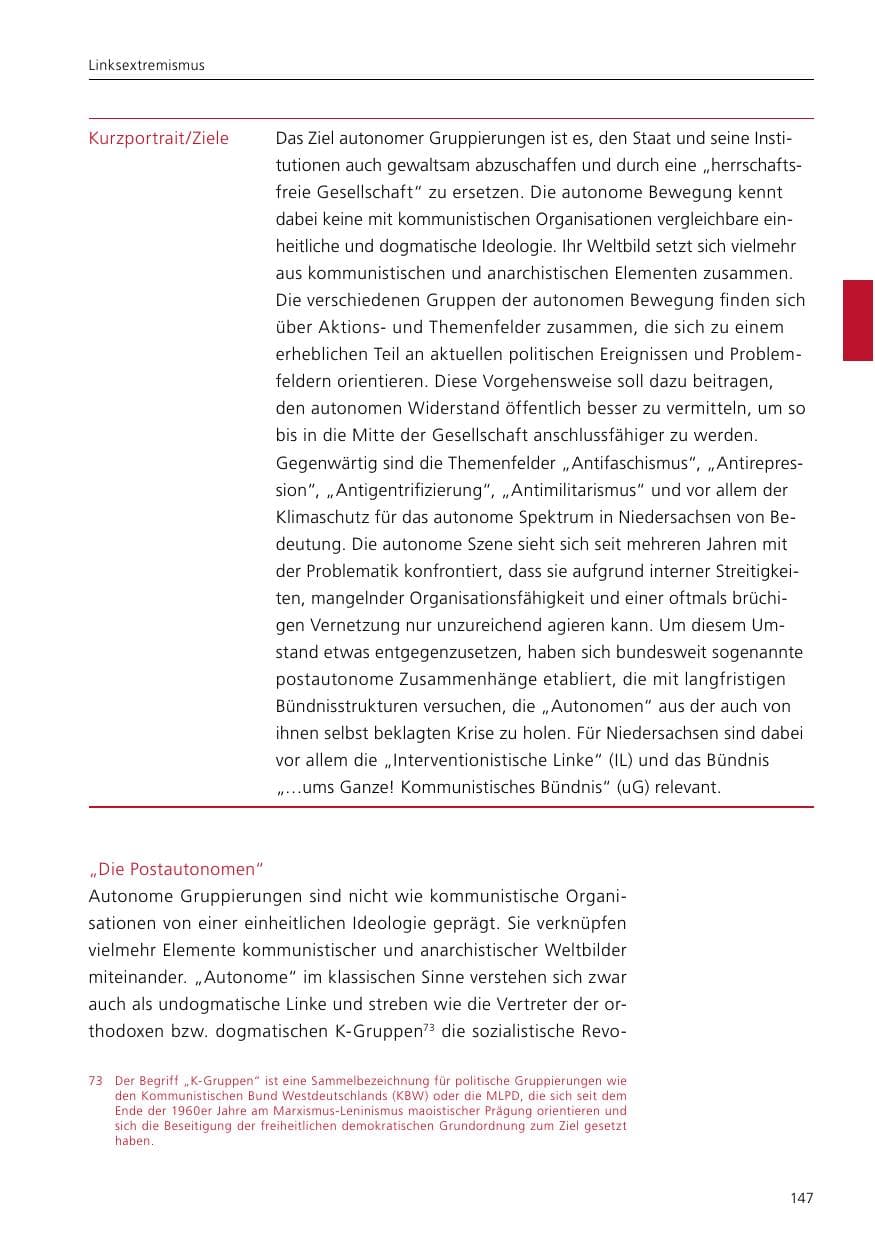 Seite 149 des Verfassungsschutzbericht 2020 Niedersachsen