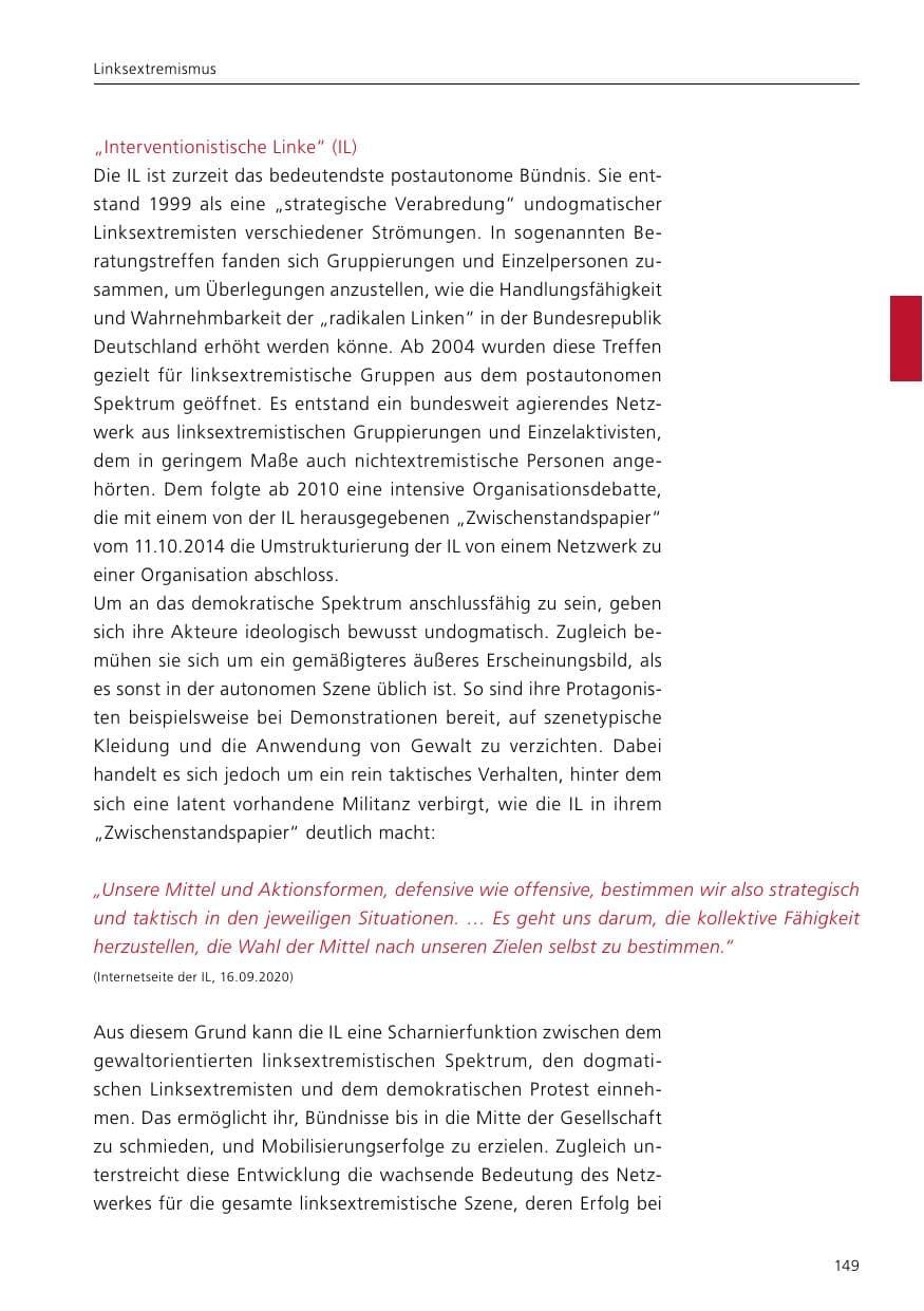 Seite 151 des Verfassungsschutzbericht 2020 Niedersachsen