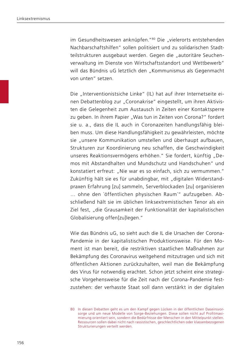 Seite 158 des Verfassungsschutzbericht 2020 Niedersachsen