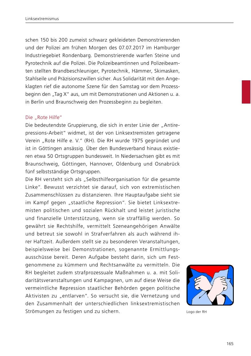 Seite 167 des Verfassungsschutzbericht 2020 Niedersachsen