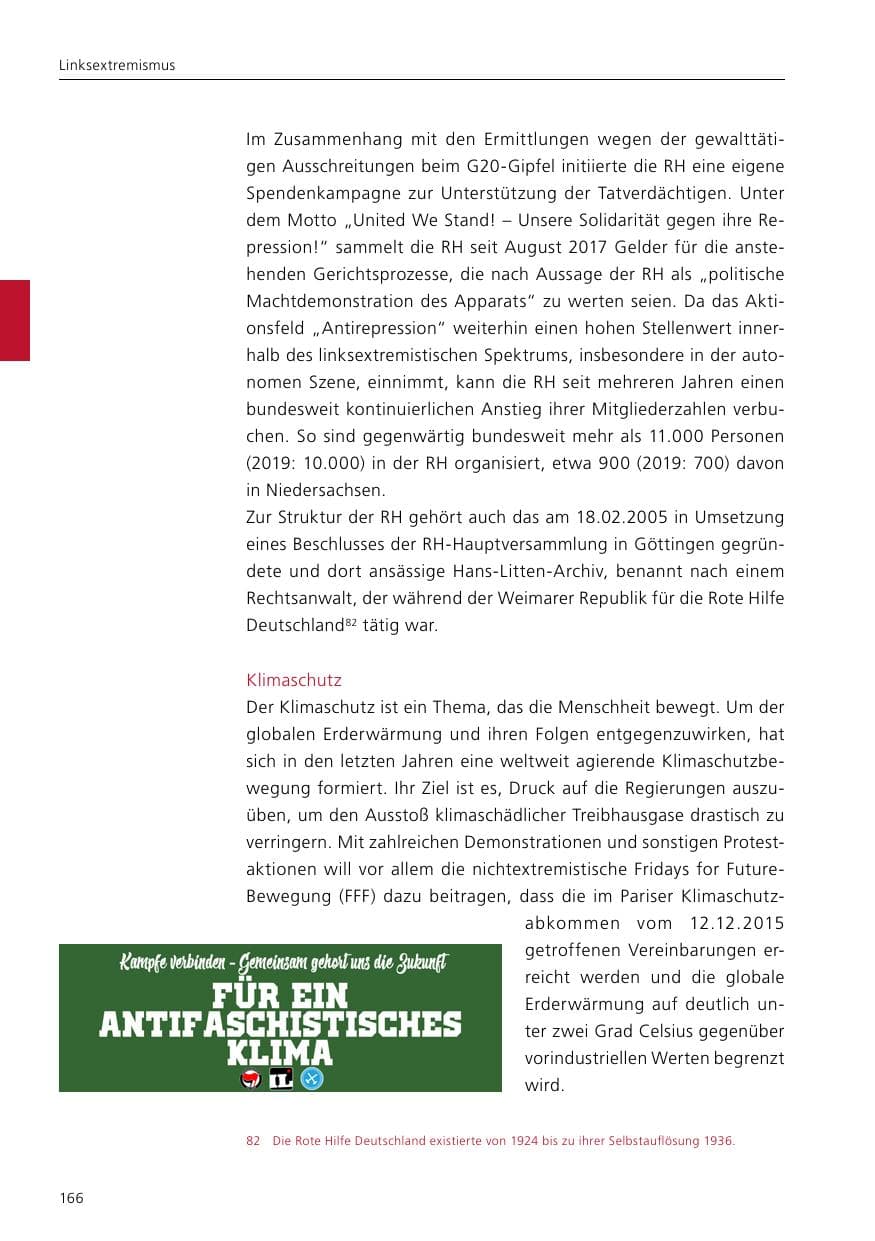 Seite 168 des Verfassungsschutzbericht 2020 Niedersachsen