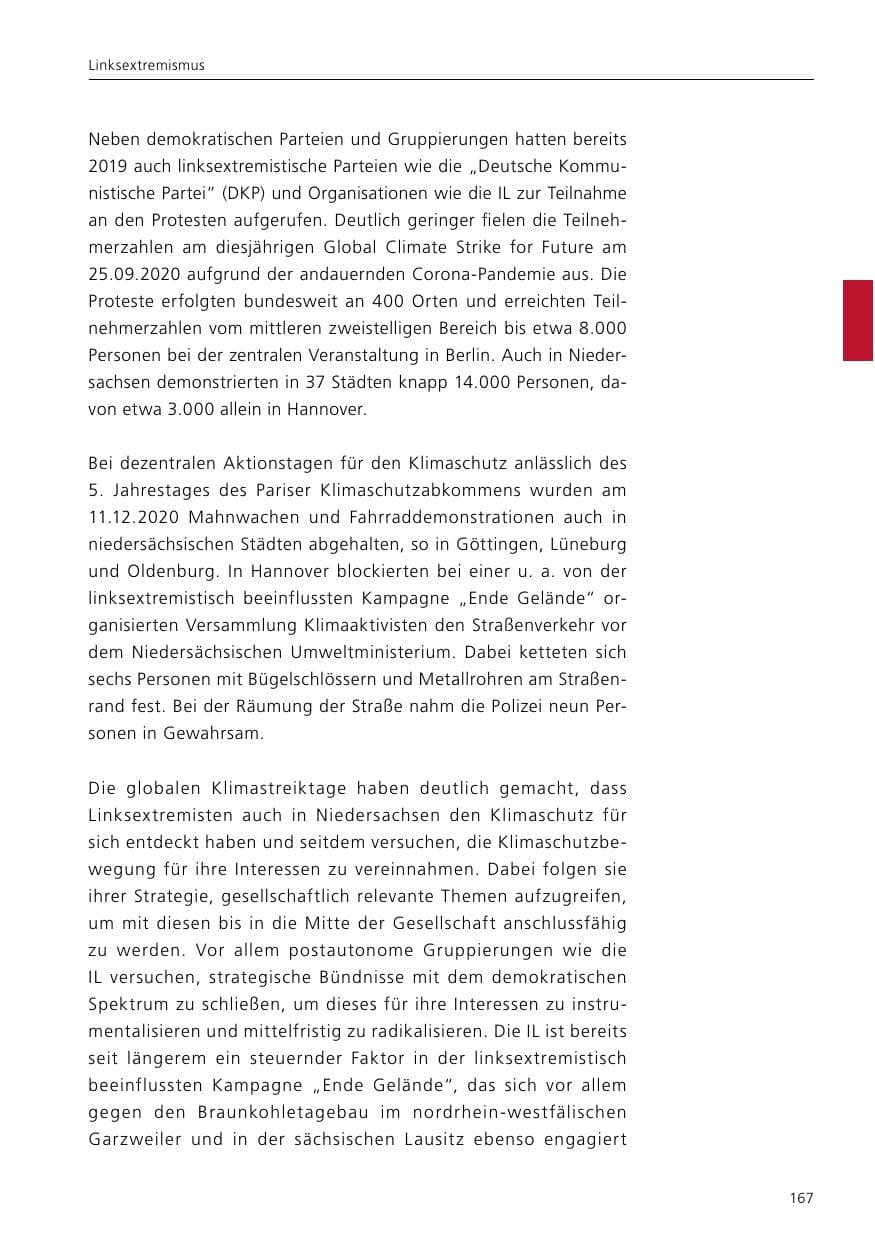 Seite 169 des Verfassungsschutzbericht 2020 Niedersachsen