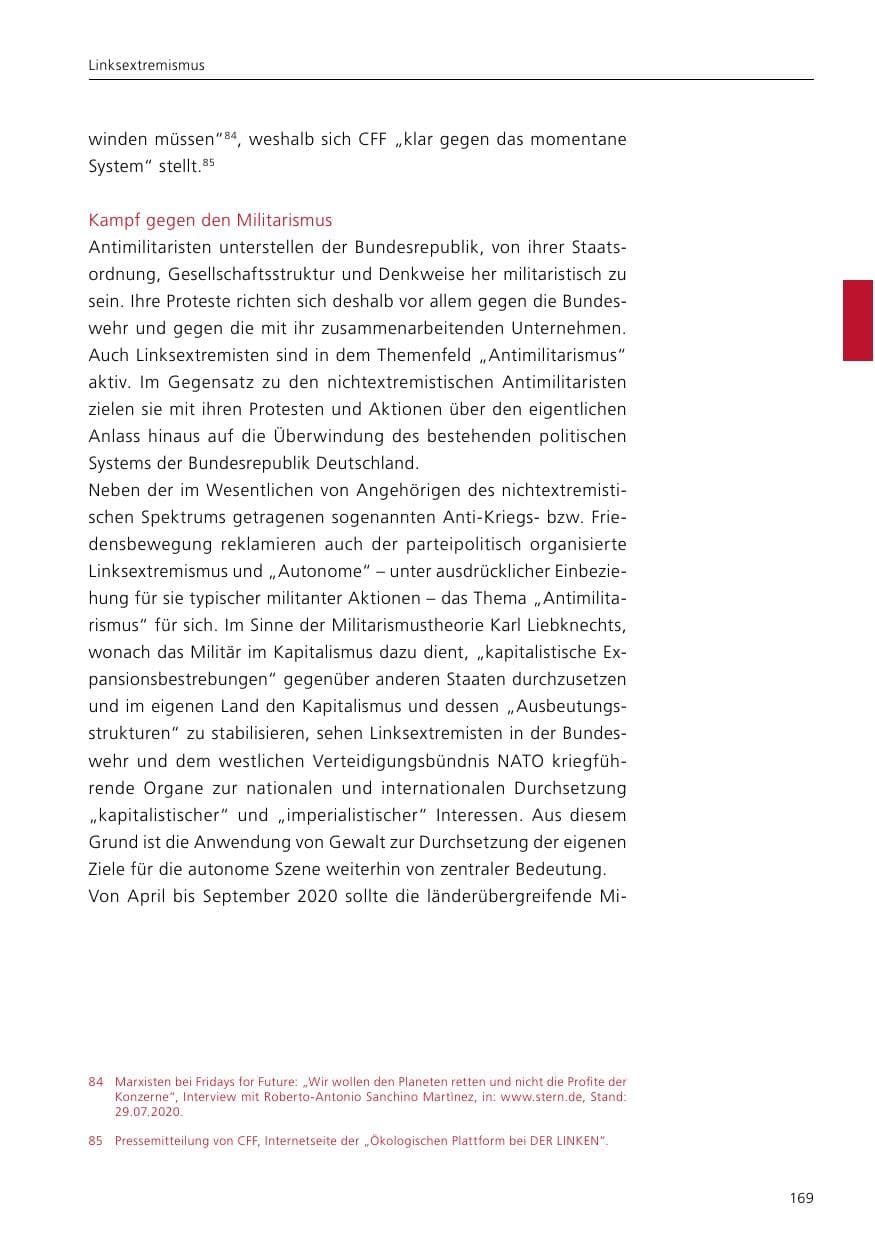 Seite 171 des Verfassungsschutzbericht 2020 Niedersachsen