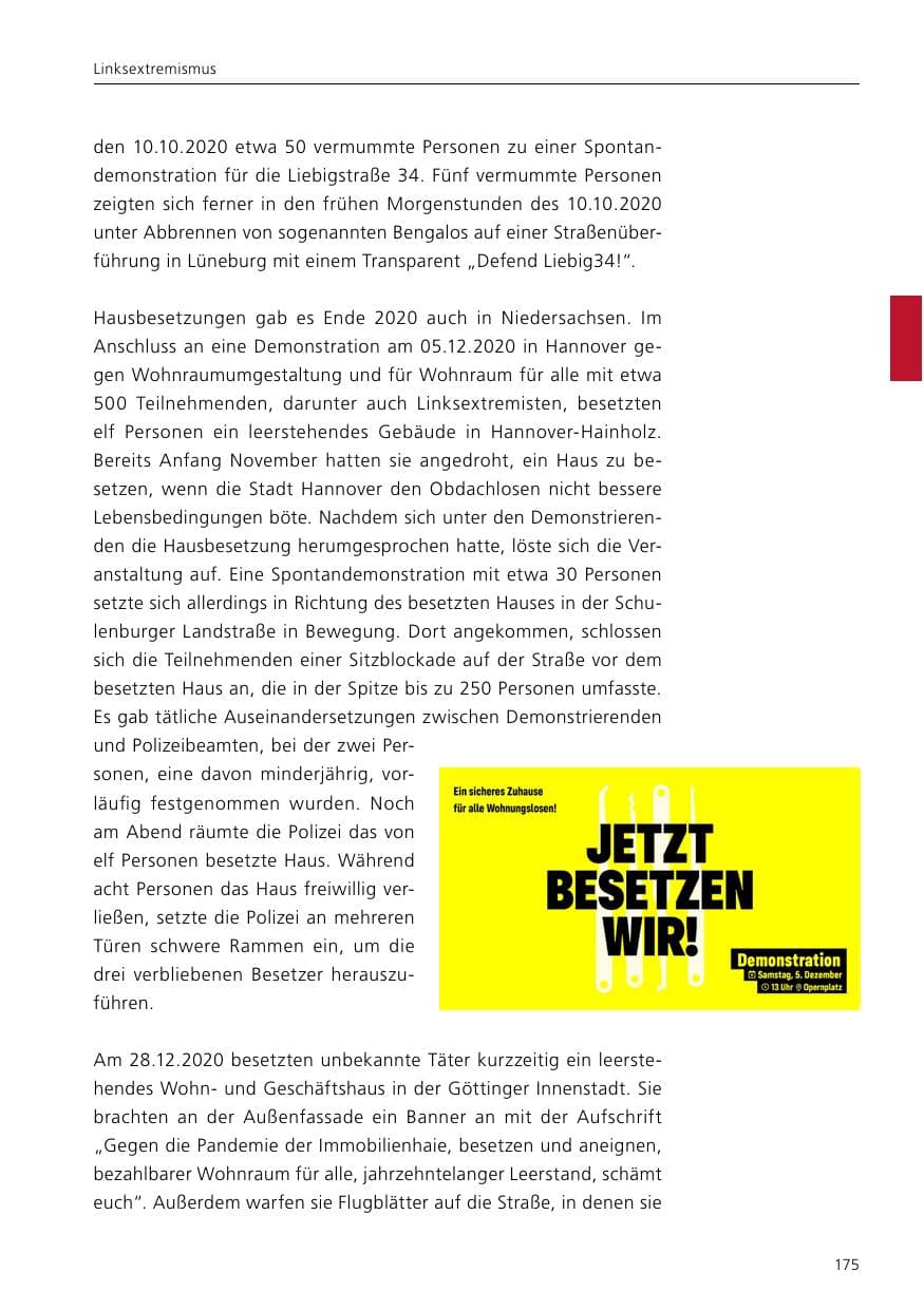 Seite 177 des Verfassungsschutzbericht 2020 Niedersachsen