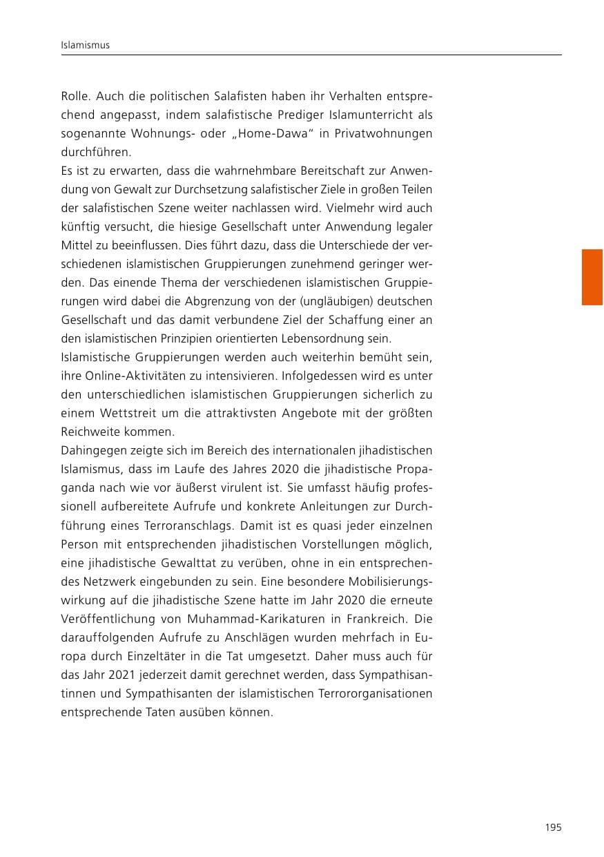 Seite 197 des Verfassungsschutzbericht 2020 Niedersachsen