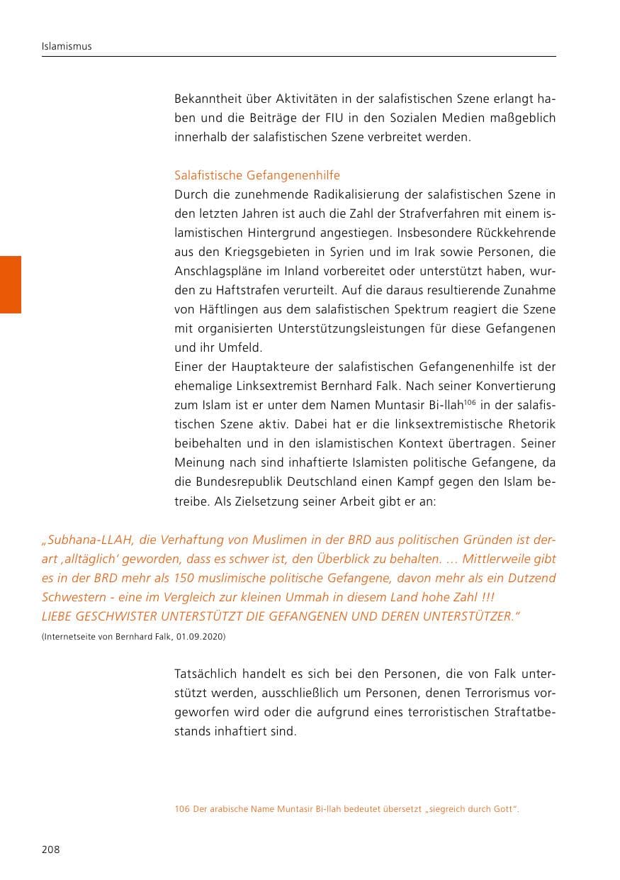 Seite 210 des Verfassungsschutzbericht 2020 Niedersachsen
